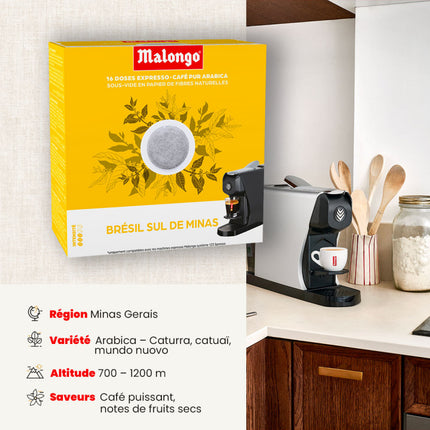 BOITE DE 16 DOSES CAFES BRESIL MALONGO